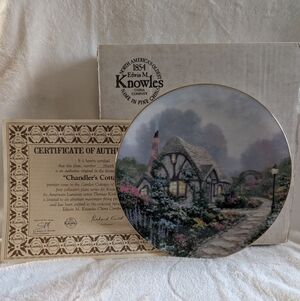 Vintage Thomas Kinkade Chandler’s Cottage Collector Plate - Box & COA Included